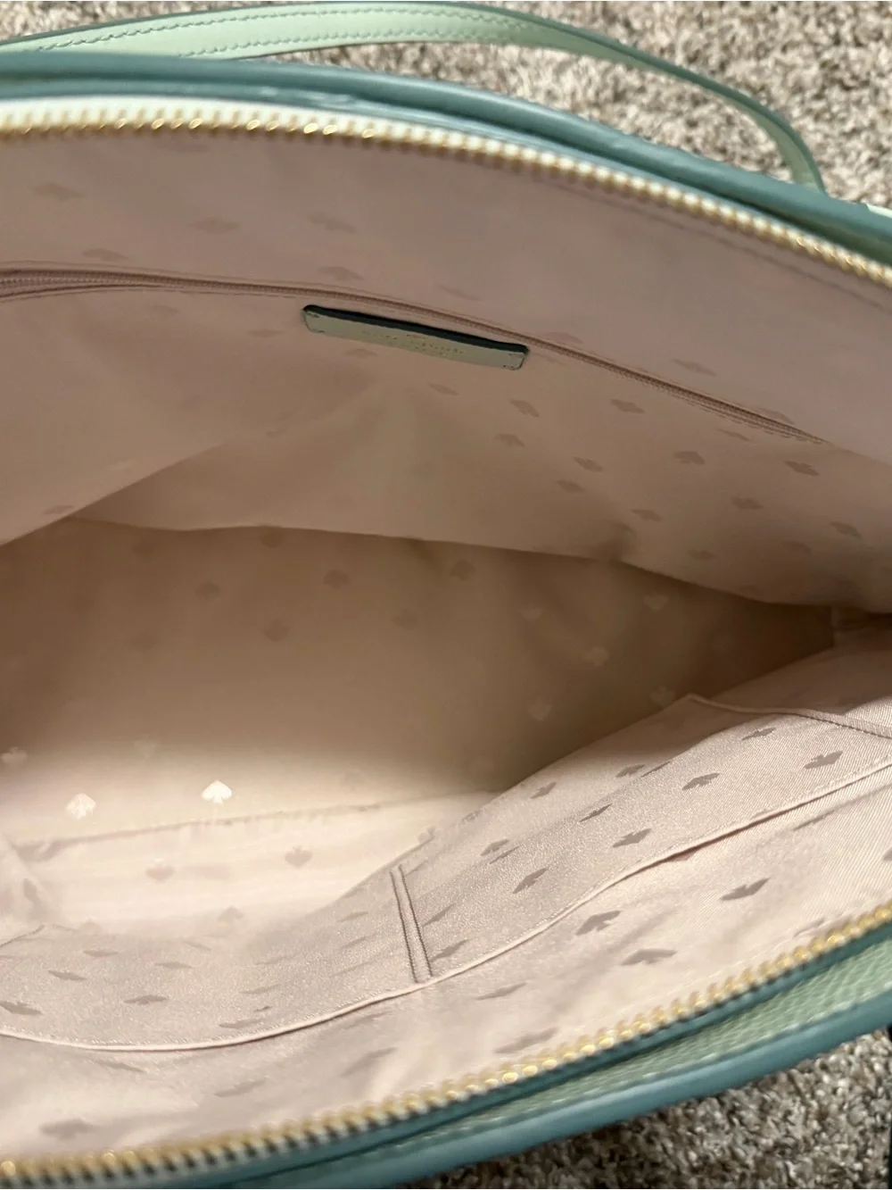 kate spade mint green pebbled leather tote